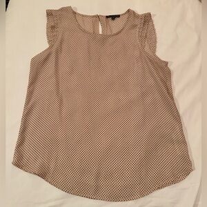 Adrianna Papell, size M, blush and black polka dot sheer top